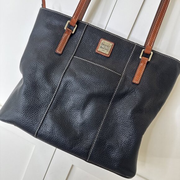 Dooney & Bourke Lexington Black Pebbled Leather Double Handle Zipper Tote Bag - Picture 5 of 13